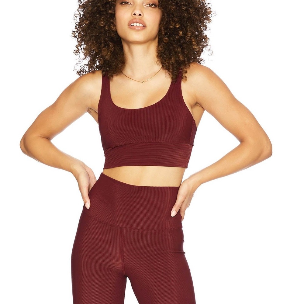 Beach Riot Red Leah Ribbed Top/Bra